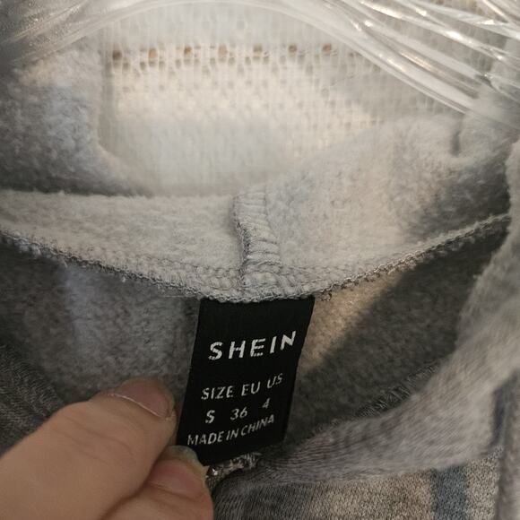 Shein Small Crop Zip Up Hoodie Y2K 90s Casual Athletic Loungewear Grunge Sporty - Picture 3 of 9